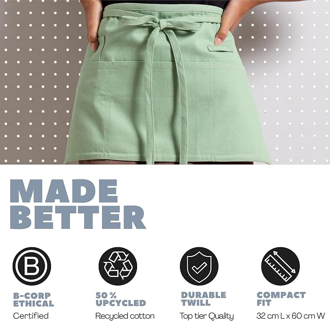 MEEMA Chef Waist Apron Cotton Fabric |Washable & Breathable Waitress & Server - Image 6