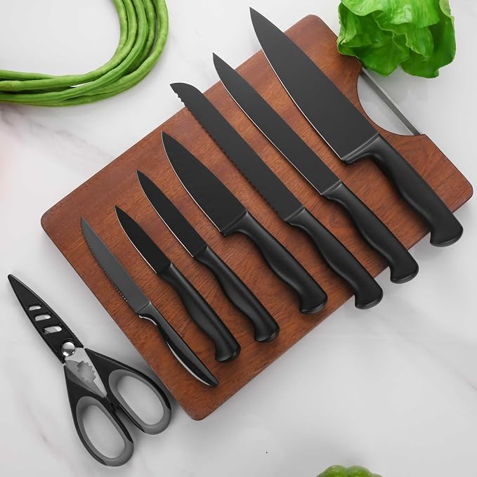 Black Knives Set, 15-Piece Stainless Steel Kitchen Knife Block Sets - Image 7