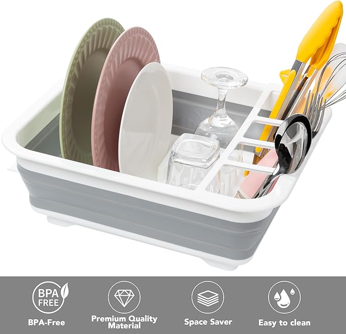 Tiawudi Collapsible Dish Drying Rack, Pop Up Dinnerware Drainer, Portable Plate - Image 4