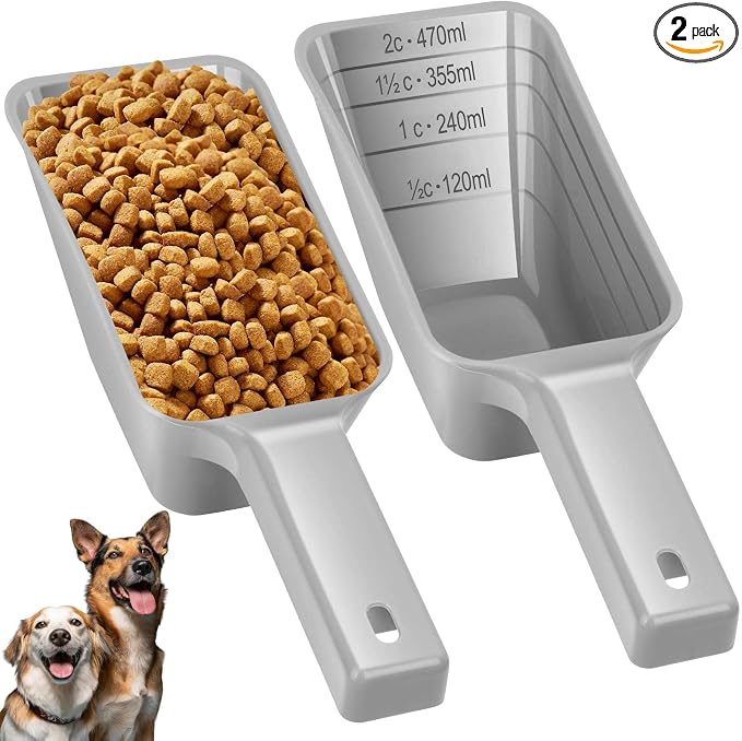 2 Cup Dog Food Scoop, Plastic Pet Food Scoop by Aosnare