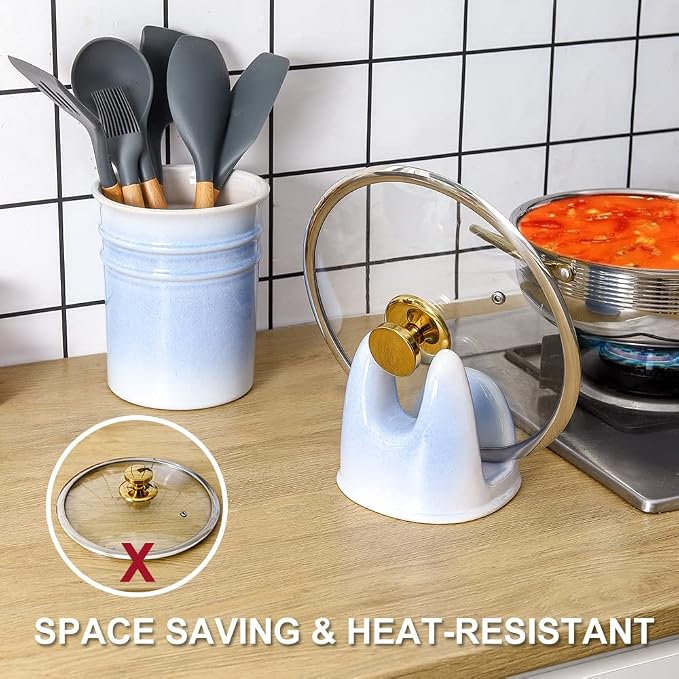 Nihow Pot Lid Holder: Stable Ceramic Pan Lid Holder - Image 3