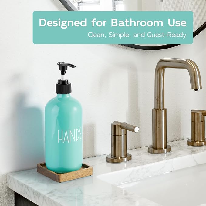 Turquoise Glass Hand Soap Dispenser - Image 2