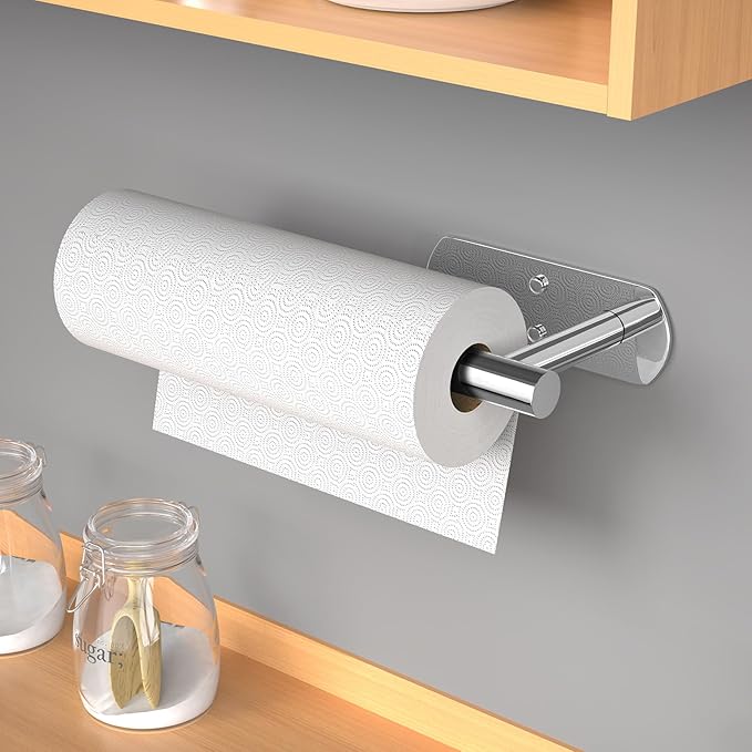 VAEHOLD Self Adhesive Paper Towel Holder Under Cabinet Mount, Wall Mounted - Image 4