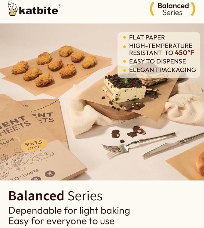 Katbite 130 Pcs Parchment Paper Sheets, 9x13 Inches Unbleached Baking Paper - Image 5