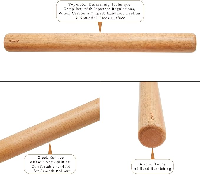 Bamber Mini Wood Rolling Pin for Baking Small Wooden Rolling Dowel Stick Dough - Image 3