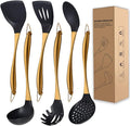 Kitchen Utensils Set, Large Non-stick Silicone Cooking Utensils Set 6 Pcs by QRU
