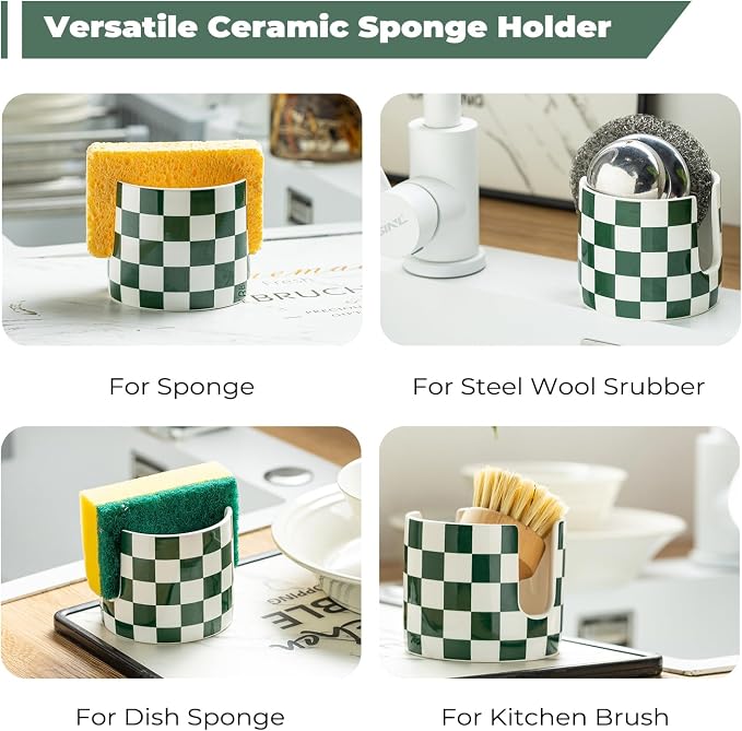 Zoeeker Ceramic Kitchen Sponge Holder, Dish Sponge Holder Suitable - Image 4