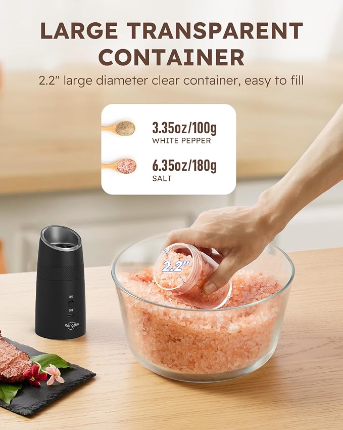 Sangcon Gravity Electric Salt and Pepper Grinder Set RECHARGEABLE, Automatic - Image 6