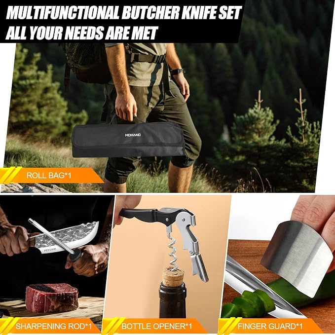 MDHAND Butcher Knife Set, Heavy Duty Meat Cleaver, Fillet Knives, Meat Cutting - Image 3