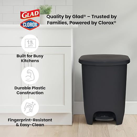 Glad 13 Gallon Trash Can 2 Pack | Plastic Kitchen Waste Bins - Image 7
