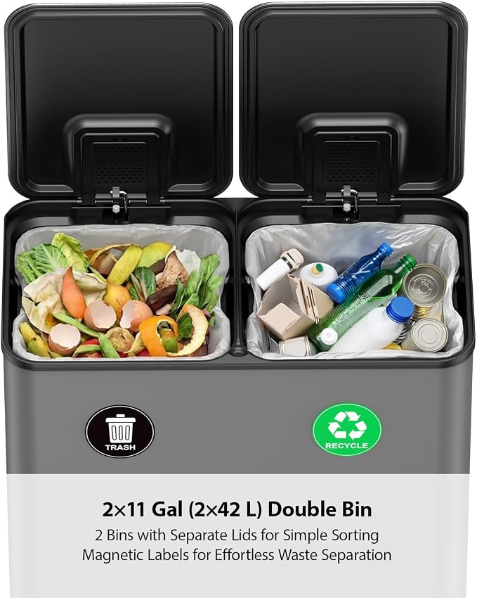 Lovewind Dual Trash and Recycling Bins - Image 3