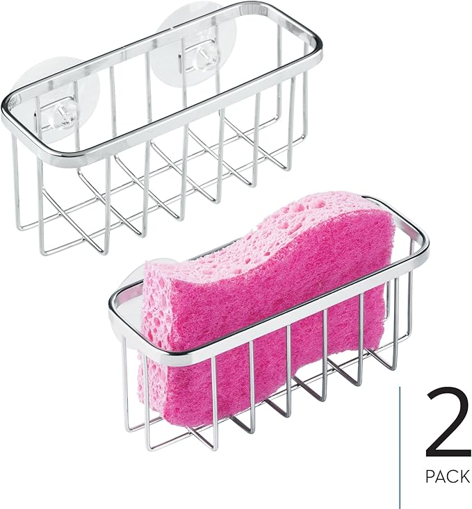 iDesign Stainless Steel Suction Sponge Holder, Kitchen Sink Sponge Caddy - Image 2