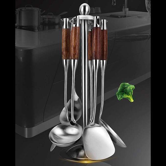 Cooking Utensils Set, Heat Resistant Wooden Handle Kitchen Tools - Image 2