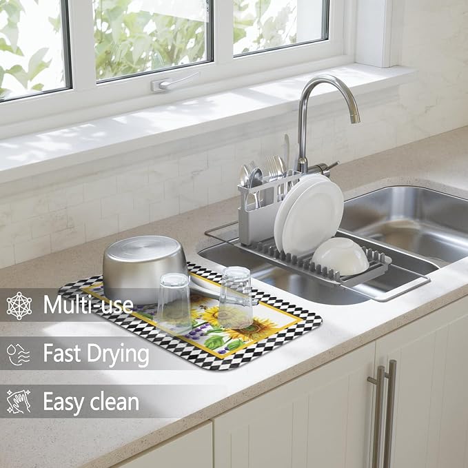 Dish Drying Mat for Kitchen Counter 2 Pack - Image 2