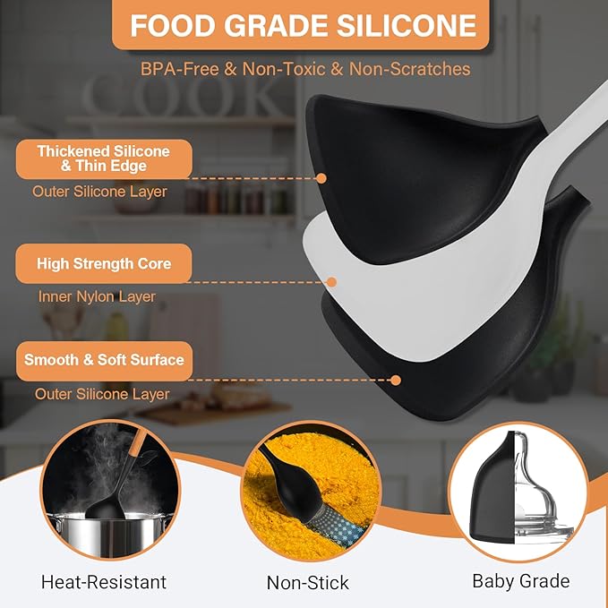 Large Silicone Cooking Utensils Set, Heat Resistant Silicone Utensils - Image 6