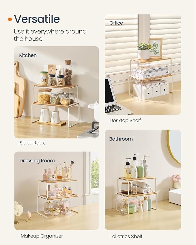 SONGMICS HOME Cabinet Organizer Shelf, Kitchen Storage, Spice Rack, Expandable - Image 7