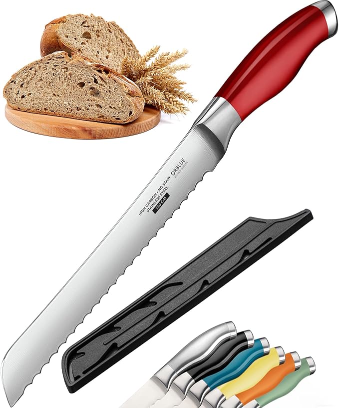Orblue Serrated Bread Knife Ultra-Sharp Stainless Steel Professional Grade by Orblue