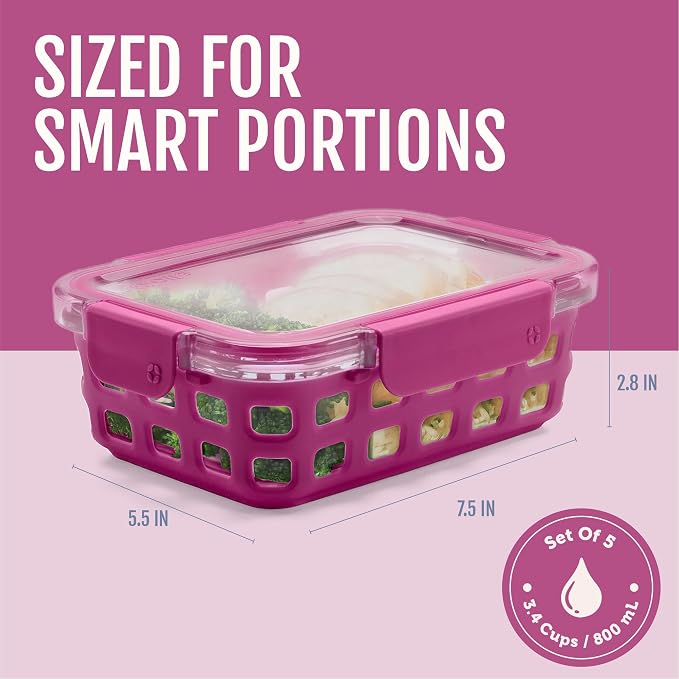 Ello Duraglass 3.4 Cup Meal Prep Sets 10Pc, 5 Pack Set- Glass Food Storage - Image 4