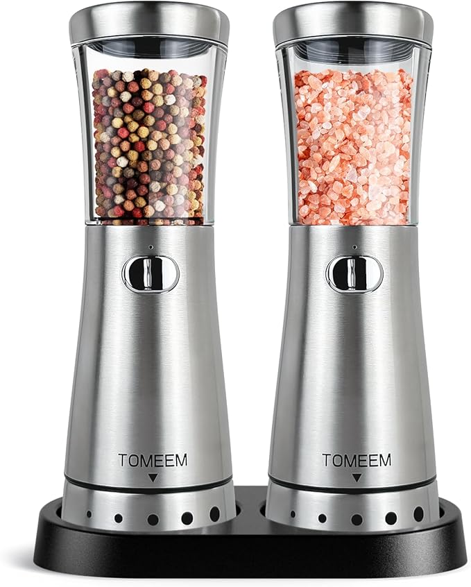 Electric Salt and Pepper Grinder Set by Tomeem