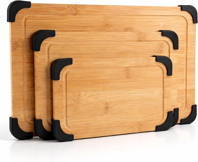 COOK WITH COLOR Non-Slip Cutting Board Set – Kitchen Essentials with Easy Grip by CookwithColor