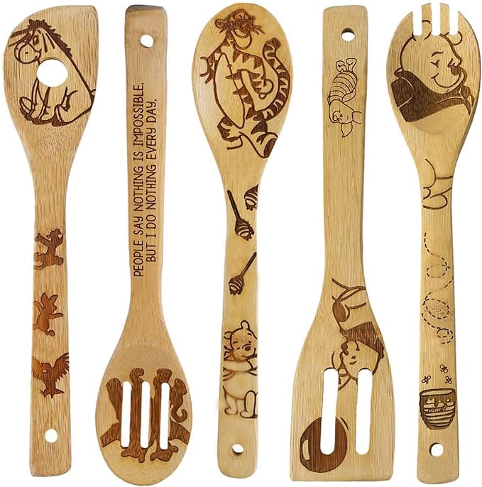 5 Cartoon Wooden Spoons for Cooking by FUTERLY