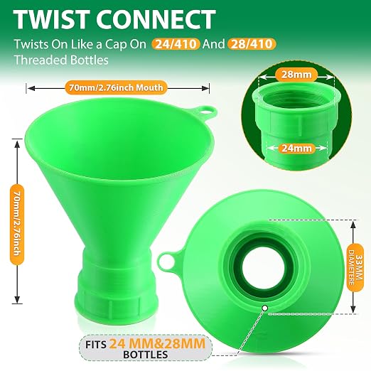 Threaded Funnel Easy Fill Funnel, Twist On Empty Spray Bottle Refill Adapter Fit - Image 2