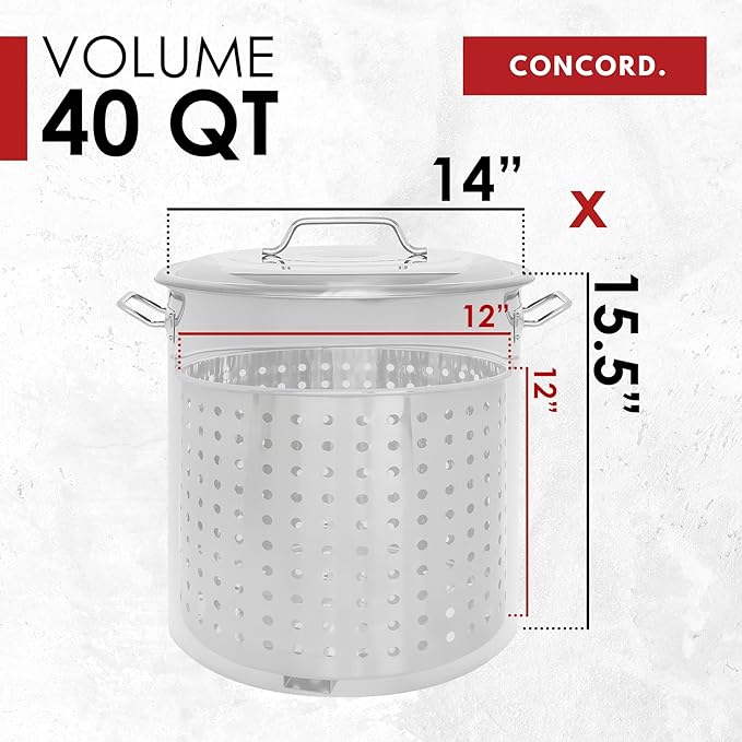 CONCORD Stainless Steel Stock Pot w/Steamer Basket. Cookware great - Image 5