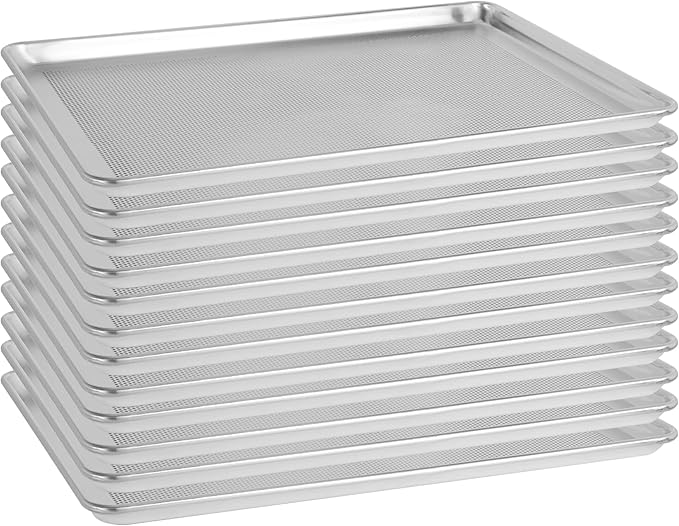 BIEAMA 12 Pack Full Size 26" x 18" Aluminum Baking Sheet Pan Perforated by BIEAMA