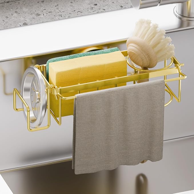 TAILI Sponge Holder with Strong Suction Cup, 4-in-1 Rustproof Sink Organizer by TAILI