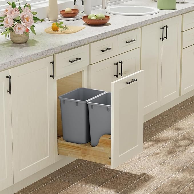 ROOMTEC 35QT Kitchen Trash Can, Lightweight and Sturdy Slim Trash Can, - Image 3