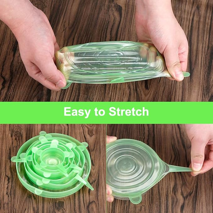 Silicone Stretch Lids for Food Storage in Fridge, 12 Pack Silicone Lids - Image 3