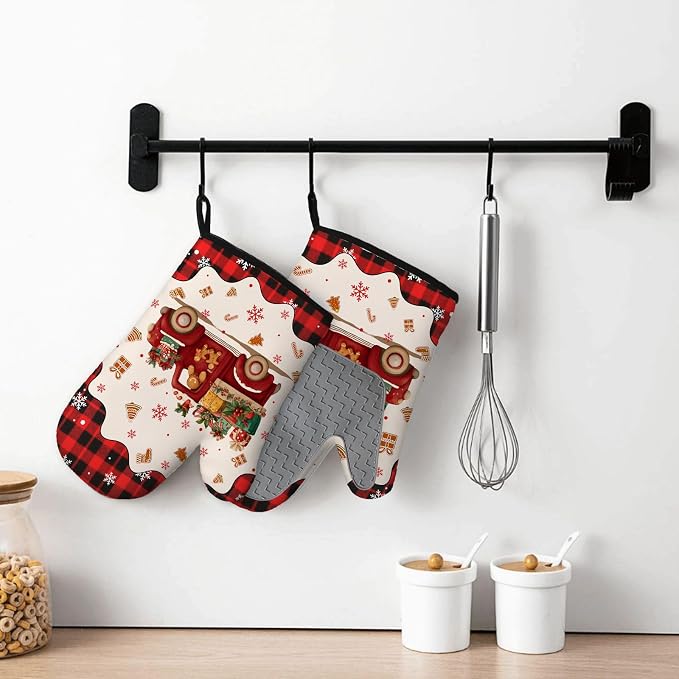 Christmas Gingerbread Oven Mitts Set of 3, Gingerbread Man Heat Resistant - Image 6