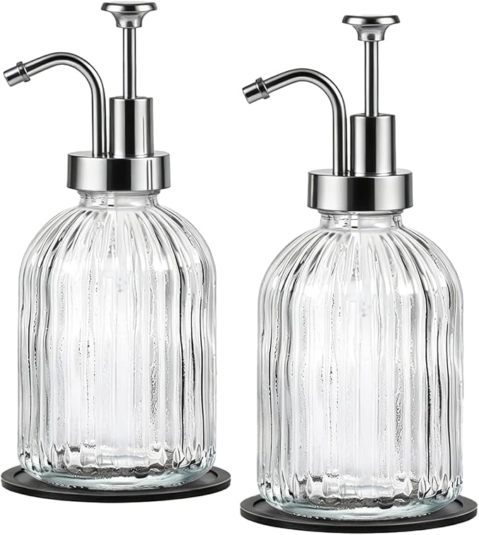 SheeChung Clear Glass Soap Dispenser, 12 Oz Liquid Hand Soap Dispenser by SheeChung