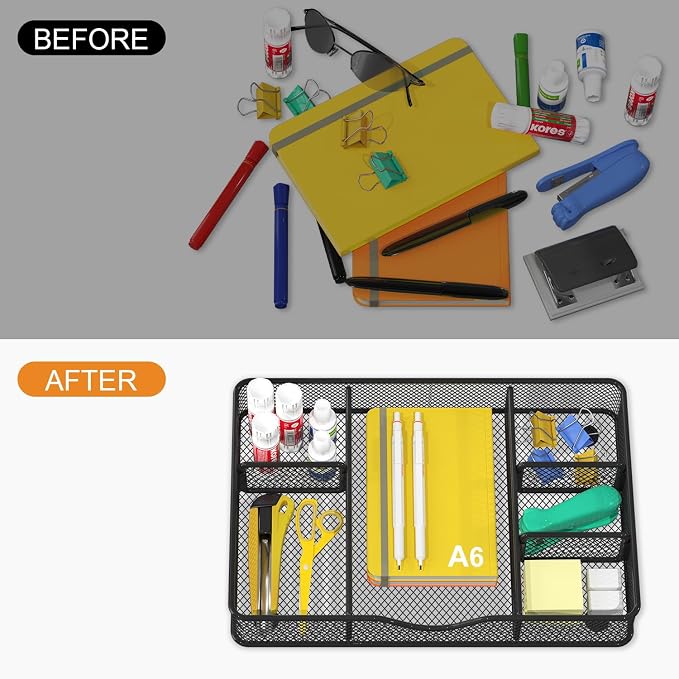 VyGrow Desk Drawer Organizer Tray, Metal Mesh Drawer Organizer - Image 2