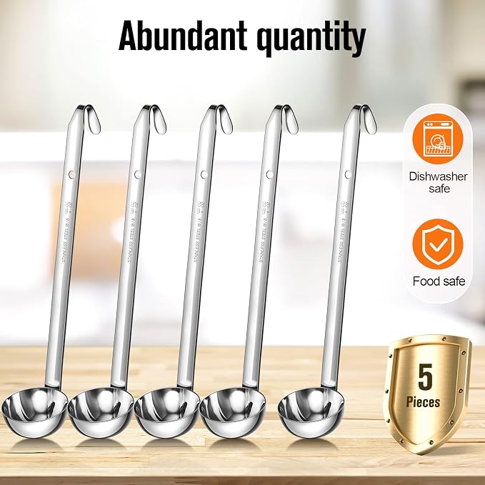 Cunhill 5 Pcs Soup Ladles Stainless Steel Serving Ladles - Image 3