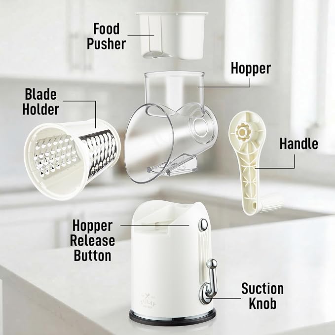 Zulay Kitchen Rotary Cheese Grater 5 Blade Cheese Shredder - Image 9