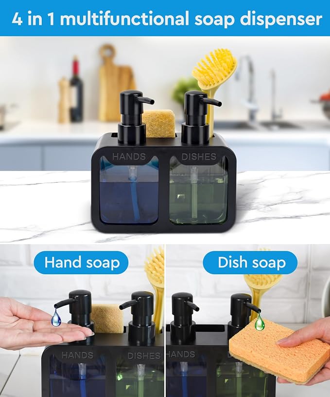 Kitchen Hand Soap and Dish Soap Dispenser Set, Dual Soap Dispenser - Image 4