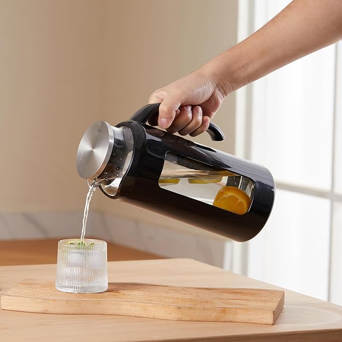 Delove Glass Pitcher with Lid & Shatterproof Shell – Heat-Resistant - Image 7