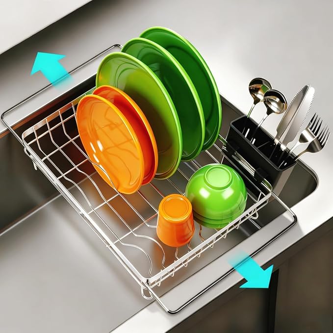 MERRYBOX Stainless Steel Dish Drying Rack, Expandable Dish Drainers by MERRYBOX