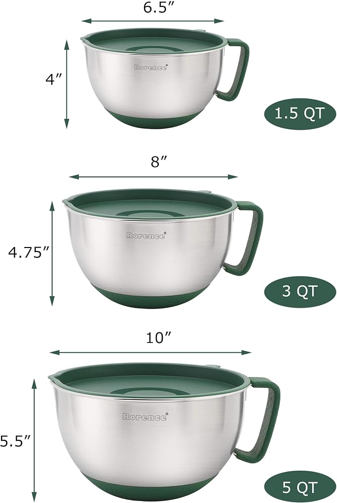 Rorence Mixing Bowls Set: Stainless Steel Non-Slip Bowls - Image 2