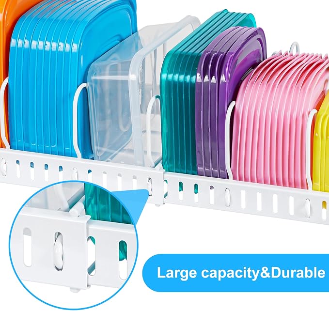 X-cosrack Expandable Food Container Lid Organizer, Large Capacity Adjustable 10 - Image 7