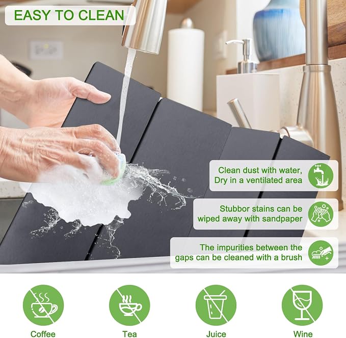 Large Dish Drying Mat for Kitchen Counter, Heat-resistant Mat, Diatomaceous - Image 5