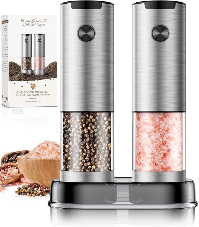 Electric Salt and Pepper Grinder- Automatic Battery Pepper Mill Shakers Kitchen by ioion