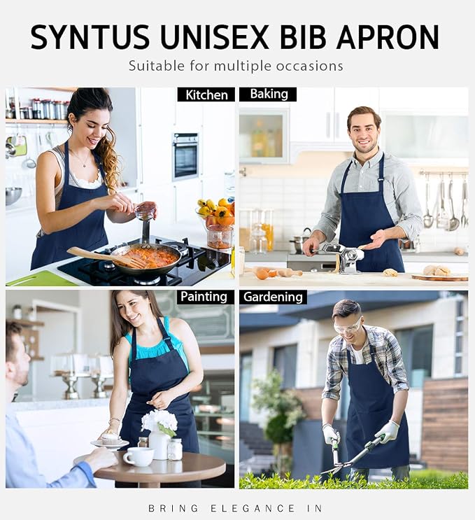 Syntus Apron for Men Women, Adjustable Cooking Kitchen Chef Aprons - Image 7