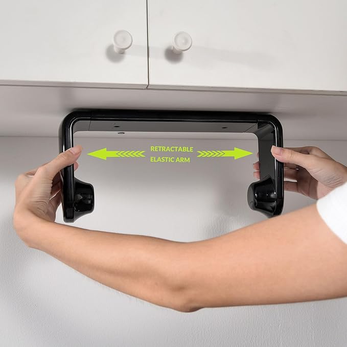 simpletome Paper Towel Holder Under Cabinet or Wall Mount ONE Hand Operation - Image 5
