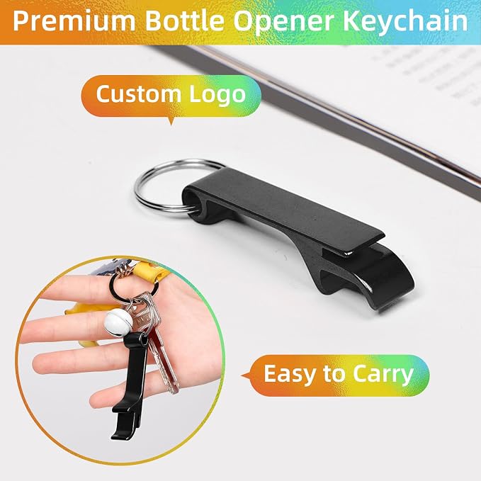 100 Pack Black Metal Bottle Opener Keychains, Tiny Beverage Opener Party Favor - Image 5