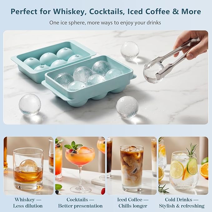 WIBIMEN Large Ice Cube Molds, Big Round Whiskey Ice Cube Trays - Image 7