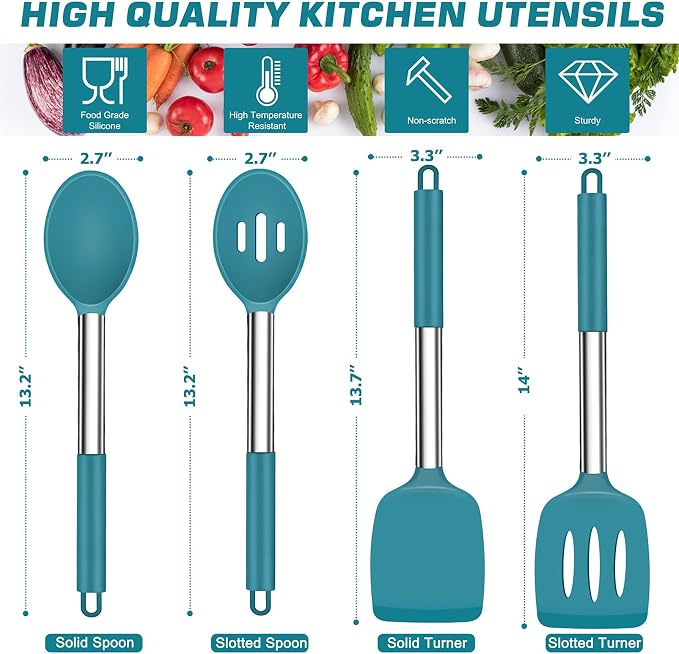 TeamFar Cooking Utensils Set, for Non-stick Cookware Flipping Frying Draining - Image 2