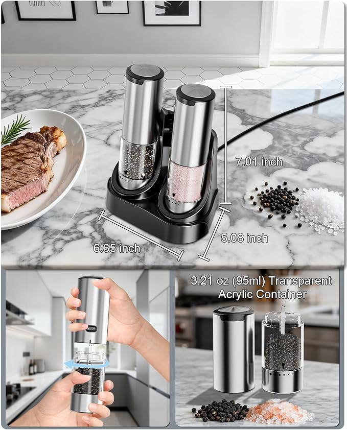 Electric Salt and Pepper Grinder Set - Image 6