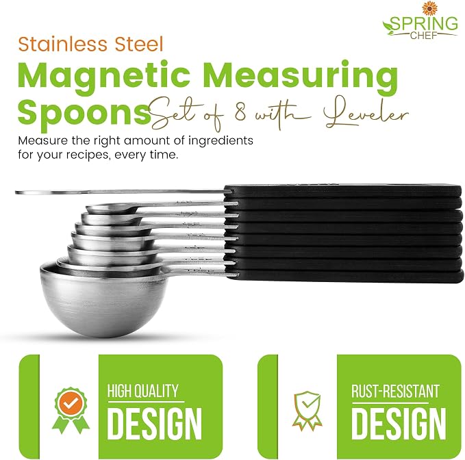 Spring Chef Stainless Steel Magnetic Measuring Spoons Set of 8 - Image 2